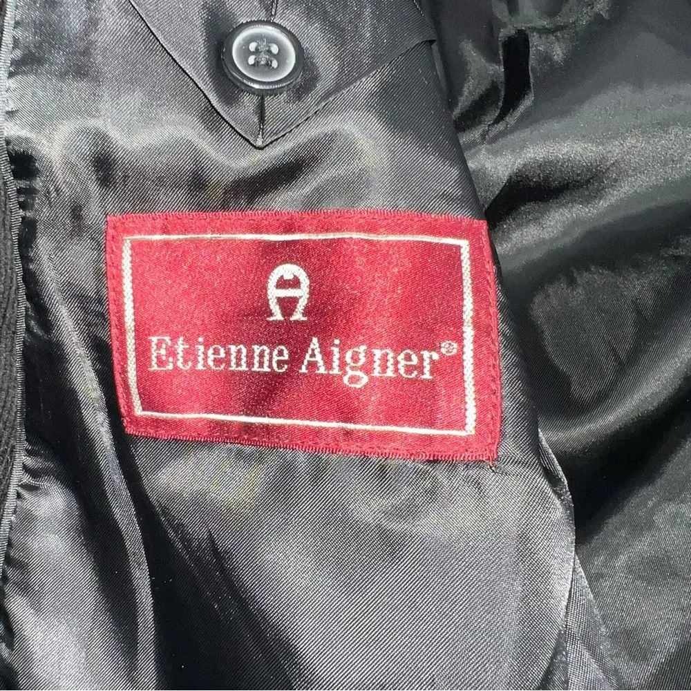 Rare Vintage Etienne Aigner Men's 100% Cotton Black Corduroy Blazer-Size L
